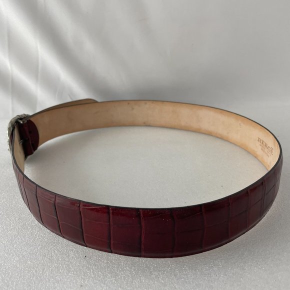 BERGÉ GENUINE RED LEATHER LION HEAD BUCKEL BELT main image 6